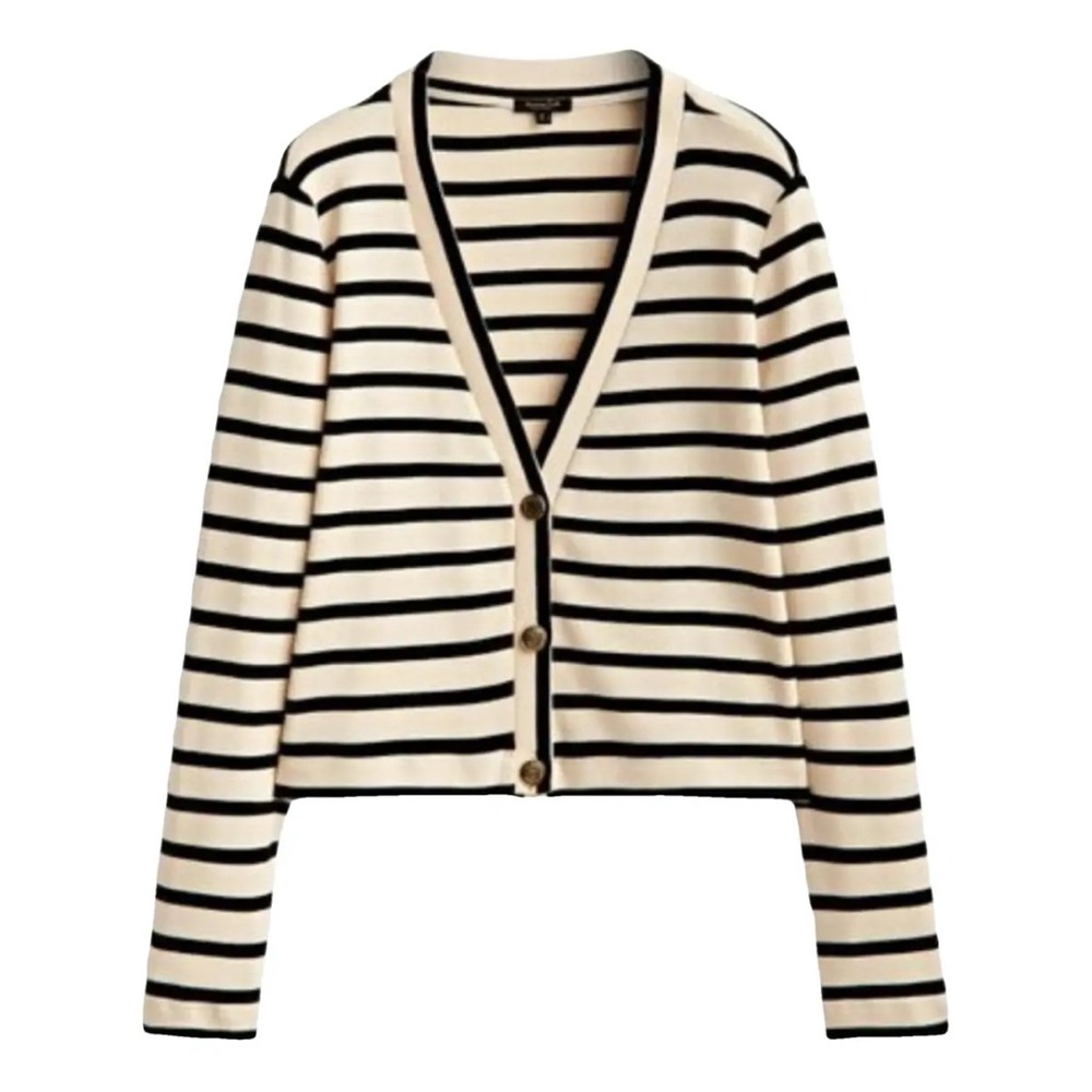 Striped Black and Cream Women's Sweater